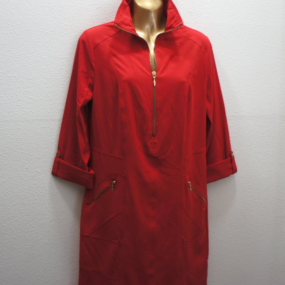 Zenergy By Chico's Neema Dress Red Zip Front Pockets Athletic Sz 0.5 NWOTS